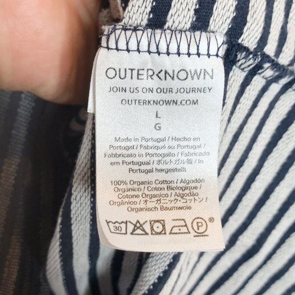 OUTERKNOWN Striped Textured Pocket T-Shirt Short Sleeve Organic Cotton Large - Picture 9 of 11